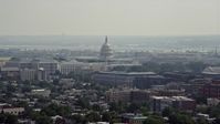 4.8K stock footage aerial video of the United States Capitol seen from across Washington DC Aerial Stock Footage | AX75_105E