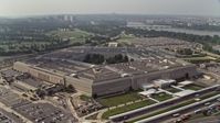 4.8K stock footage aerial video orbiting The Pentagon in Washington DC with Potomac River in the background Aerial Stock Footage | AX75_130E