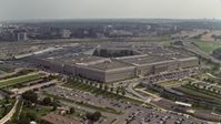 4.8K stock footage aerial video orbiting around The Pentagon in Washington DC Aerial Stock Footage | AX75_133E