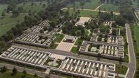 4.8K stock footage aerial video approaching a monument at Arlington National Cemetery in Washington DC Aerial Stock Footage | AX75_135
