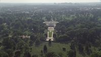 4.8K stock footage aerial video approaching, flying over the Tomb of the Unknown Soldier at Arlington National Cemetery in Washington DC Aerial Stock Footage | AX75_137