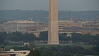 4.8K stock footage aerial video he base of Washington Monument in the National Mall, Washington D.C., sunset Aerial Stock Footage | AX76_072