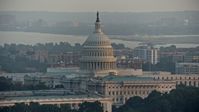 4.8K stock footage aerial video of the dome of the United States Capitol, Washington D.C., sunset Aerial Stock Footage | AX76_085