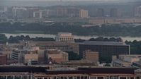 4.8K stock footage aerial video of Lincoln Memorial, Pentagon in the background, Washington D.C., sunset Aerial Stock Footage | AX76_106
