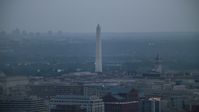 4.8K stock footage aerial video of the Washington Monument in Washington, D.C., twilight Aerial Stock Footage | AX76_164