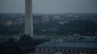 4.8K stock footage aerial video of the White House and the Washington Monument lit up, Washington, D.C., twilight Aerial Stock Footage | AX76_179