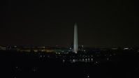 4.8K stock footage aerial video of the Washington Monument in Washington, D.C., night Aerial Stock Footage | AX77_056E