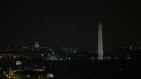4.8K stock footage aerial video of United States Capitol and the Washington Monument on the National Mall, Washington, D.C., night Aerial Stock Footage | AX77_059