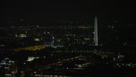 4.8K stock footage aerial video of the White House and the Washington Monument, reveal Jefferson Memorial in Washington, D.C., night Aerial Stock Footage | AX77_064
