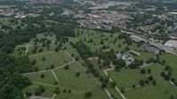 4.8K stock footage aerial video of Loudon Park Funeral Home and Cemetery in Baltimore, Maryland Aerial Stock Footage | AX78_081E