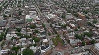 4.8K stock footage aerial video of shops and apartment buildings beside Broadway in Baltimore, Maryland Aerial Stock Footage | AX78_102E
