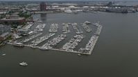 4.8K stock footage aerial video of boats at the Baltimore Marine Center, Maryland Aerial Stock Footage | AX78_104