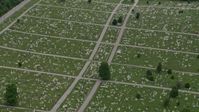 4.8K stock footage aerial video of gravestones and green lawns at Baltimore Cemetery in Maryland Aerial Stock Footage | AX78_120