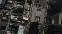 4.8K stock footage aerial video of a bird's eye view of city buildings and streets in Downtown Philadelphia, Pennsylvania Aerial Stock Footage | AX79_027