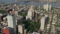 4.8K stock footage aerial video of apartment and office buildings around Washington Square and Independence National Historic Park in Downtown Philadelphia, Pennsylvania Aerial Stock Footage | AX79_040E