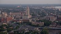4.8K stock footage aerial video of Camden County City Hall and US District Court in Camden, New Jersey, Sunset Aerial Stock Footage | AX80_135