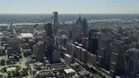 4.8K stock footage aerial video flying by Downtown Philadelphia high-rises and skyscrapers, Pennsylvania Aerial Stock Footage | AX82_011