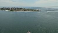 4.8K stock footage aerial video approaching Coney Island, Brooklyn, New York City Aerial Stock Footage | AX83_209