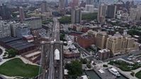 4K stock footage aerial video Flying over Brooklyn Bridge, Brooklyn, New York, New York Aerial Stock Footage | AX84_118