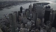 4K stock footage aerial video of 8 Spruce Street, Lower Manhattan, toward the East River, New York, New York Aerial Stock Footage | AX87_036