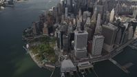 4K stock footage aerial video Flying by Lower Manhattan, New York, New York Aerial Stock Footage | AX87_063
