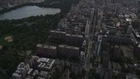 4K stock footage aerial video Tilting from Upper West Side, Midtown Manhattan, Central Park, New York Aerial Stock Footage | AX87_140