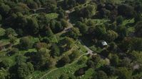 4K stock footage aerial video of tilting to graves at Green-Wood Cemetery, Brooklyn, New York Aerial Stock Footage | AX88_024