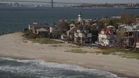 4K stock footage aerial video of beachfront homes in Coney Island, Brooklyn, New York, New York Aerial Stock Footage | AX88_069