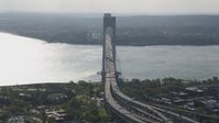 4K stock footage aerial video flyby Verrazano-Narrows Bridge and The Narrows, Brooklyn, New York Aerial Stock Footage | AX88_080