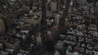 4K stock footage aerial video of East Village, Midtown Manhattan, Empire State Building, New York, twilight Aerial Stock Footage | AX89_039