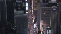 4K stock footage aerial video Approaching Times Square, Midtown Manhattan, New York, New York, twilight Aerial Stock Footage | AX89_073