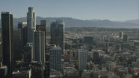 HD stock footage aerial video flyby skyscrapers and office buildings, Downtown Los Angeles, California Aerial Stock Footage | CAP_004_018