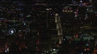 HD stock footage aerial video of Georgia Pacific Tower and nearby skyscrapers at night, Downtown Atlanta, Georgia Aerial Stock Footage | CAP_013_066