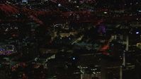 HD stock footage aerial video zoom from state capitol building at night, reveal skyscrapers, Downtown Atlanta, Georgia Aerial Stock Footage | CAP_013_101