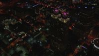 HD stock footage aerial video bird's eye view of downtown, reveal skyscrapers at night, Downtown Atlanta, Georgia Aerial Stock Footage | CAP_013_110