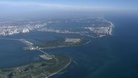 HD stock footage aerial video of Virginia Key and Biscayne Bay, Miami, Florida Aerial Stock Footage | CAP_020_001