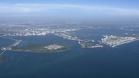 HD stock footage aerial video of a wide view of downtown, Virginia Key and Biscayne Bay, Miami, Florida Aerial Stock Footage | CAP_020_004