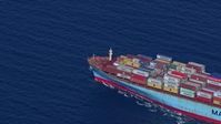 HD stock footage aerial video track a cargo ship near Miami Beach, Florida Aerial Stock Footage | CAP_020_019