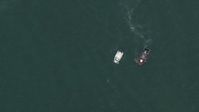 HD stock footage aerial video of a bird's eye view of boats near Miami, Florida Aerial Stock Footage | CAP_020_034
