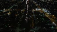 5K stock footage aerial video following Highway 110 in Los Angeles at night, California Aerial Stock Footage | DCA01_061