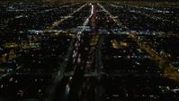 5K stock footage aerial video following Highway 110 in Los Angeles at night, California Aerial Stock Footage | DCA01_062