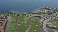 4K stock footage aerial video flyby a resort and golf course on the coast in Rancho Palos Verdes, California Aerial Stock Footage | DCA06_054