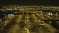 4K stock footage aerial video of panning across the Port of Los Angeles, San Pedro, California, night Aerial Stock Footage | DCA07_158