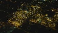 4K stock footage aerial video of flying over an oil refinery, El Segundo, California, night Aerial Stock Footage | DCA07_163