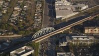 5K stock footage aerial video fly over Rosecrans Avenue through Manhattan Beach, California Aerial Stock Footage | DCLA_200