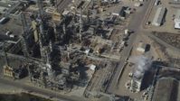 5K stock footage aerial video Fly away from Phillips 66 Company Santa Maria Refinery, Arroyo Grande, California Aerial Stock Footage | DCSF02_008