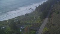 5K stock footage aerial video Follow Highway 1 past Kirk Creek Campground, Big Sur, California Aerial Stock Footage | DCSF03_043