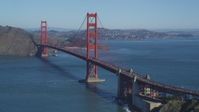 5K stock footage aerial video Approaching the Golden Gate Bridge with light traffic, San Francisco Bay, San Francisco, California Aerial Stock Footage | DCSF05_063