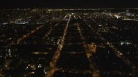 5K stock footage aerial video Follow Fulton Street toward San Francisco City Hall, San Francisco, California, night Aerial Stock Footage | DCSF06_054