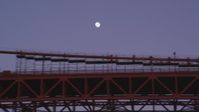 5K Aerial Video Moon above the Golden Gate Bridge, San Francisco, California, twilight Aerial Stock Footage | DCSF10_034